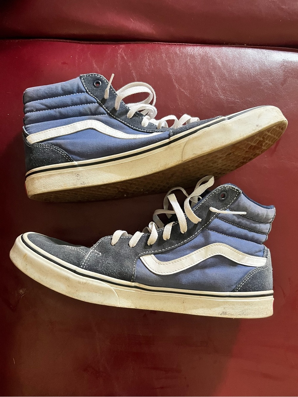 😮 Excellent Vans Men's Suede Vans High Tops in Blue, White, Gray!